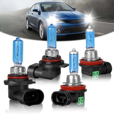 Imagem de VAMOTA Adequado para lâmpadas de farol de halogêneo de alto desempenho Chrysler 200 2013 2014 2015, 9012 farol alto/baixo e combo de farol de neblina H11, 100W, IP68, Plug and Play, luz branca super
