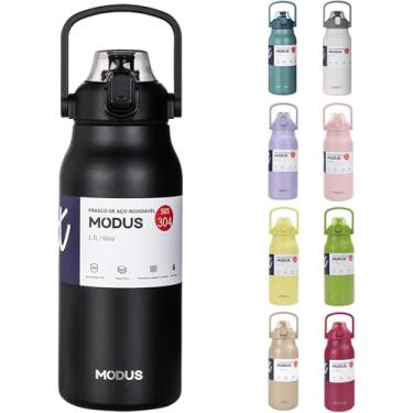 Imagem de Garrafa Térmica De Viagem Inox 1700ml Água Com Canudo (preto)