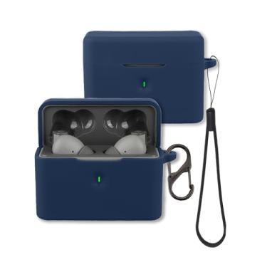 Imagem de Capa para fone de ouvido Moondrop Golden Ages 2 TWS, capa protetora de silicone macio FJIASTB com mosquetão e cordão, à prova de choque (azul escuro)