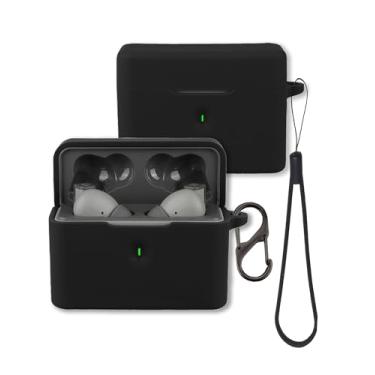 Imagem de Capa para fone de ouvido Moondrop Golden Ages 2 TWS, capa protetora de silicone macio FJIASTB com mosquetão e cordão, à prova de choque (preto)