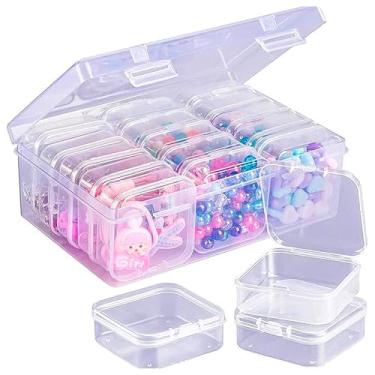 Imagem de Costyleen 15 organizadores de contas pequenas - estojos de armazenamento de plástico transparente com tampa articulada, mini caixas retangulares transparentes para suprimentos de artesanato