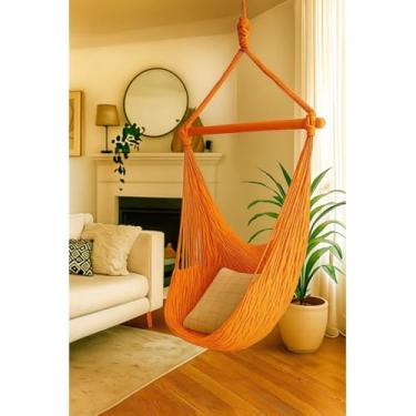 Imagem de Rede Para Cadeira de BalançO, Estilo Suspenso ReforçAdo Com Tecido, Adequada Para Salas de Estar, Varandas e PáTios(Laranja (TC))