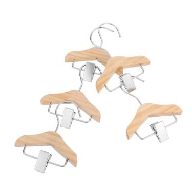 Imagem de ABOOFAN 5 peças de mini cabides de madeira com ganchos de clipe para organização de roupas espaço eficiente armário para meninos e roupas