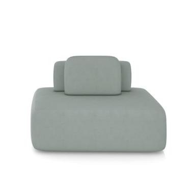 Imagem de Sofá Ilha Sala de Estar Modulado Dakota 142cm Encosto Almofada Solta Veludo Cinza Claro G33 - Gran Belo