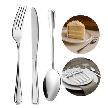 Imagem de Jogo 12 Garfos e 12 Facas de Sobremesa Aço Inox Prata Linha Silver Em 