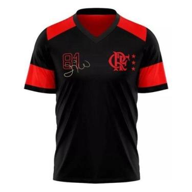 Imagem de Camiseta Retro Zico 1981 Flamengo Preto - Licenciada - Braziline, Pret