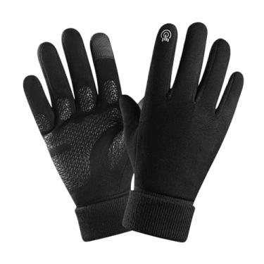 Imagem de Luvas de couro de inverno para homens, luvas térmicas quentes à prova de vento, à prova d'água, para clima frio