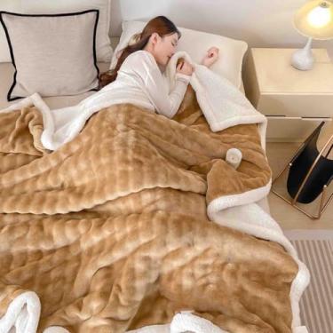 Imagem de Cobertor de lã, cobertores e mantas fofos, mulheres, homens, para cama, cachecol adulto, duplo, solteiro, para sofá, lã de camada dupla, grosso, quente, macio, confortável para primavera, outono