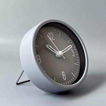Imagem de Relógio Despertador Cabeceira Analógico Minimalista - Silencioso, Fácil de Usar, Design Elegante para Quarto/Dormitório, Cronômetro Preciso (Cinza)