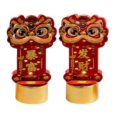 Imagem de Luzes Noturnas | Estatuetas de Ano em Metal - Velas Eletrônicas Chinesas com Luzes LED | para Mesa de Jantar Escritório Sala de Estar Entrada Quarto Celebrações Eventos Feriados