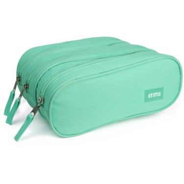 Imagem de Estojo Escolar KIT Candy – Retangular, Compartimento Triplo, Cores Sortidas e Zíper Reforçado - Ideal para Canetas, Lapis e Material Escolar.