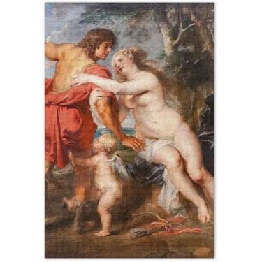 Imagem de Rubens Painting Venus Adonis imprime 1000 peças quebra-cabeças para adultos decoração de pintura de animais quebra-cabeças duros para adultos presentes de quebra-cabeça de jogos, 75 x 40 cm
