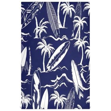 Imagem de Joisal Toalha de chá de mão fofa pranchas de surfe, palmeiras, azul marinho, toalhas de prato decorativas para cozinha, panos de pratos, panos de prato absorventes de banheiro 45 x 71 cm, 1 pacote