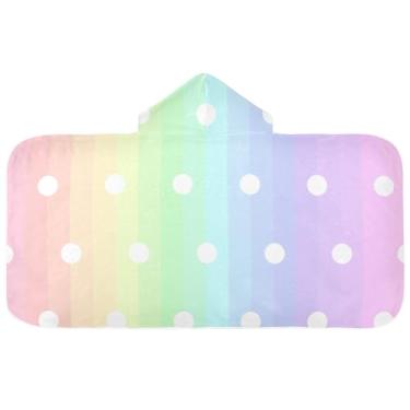 Imagem de Joisal Toalhas de bebê de bolinhas arco-íris pastel 127 x 50 centímetros toalha de praia para bebê com capuz toalhas de banho grandes