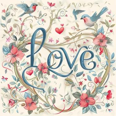 Imagem de Conjunto de 1 capa de almofada decorativa Love para sofá quadrada para dia dos namorados, capa de almofada para casa de fazenda ao ar livre, sofá, sala de estar, quarto, decoração de casa, 45 x 45 cm