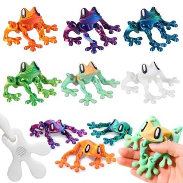 Imagem de Ovveroche 6 peças de sapo magnético impresso em 3D Ímãs de geladeira de sapo realistas articulados para decoração de escritório em casa