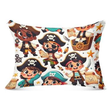 Imagem de Capa de travesseiro de flanela com personagens de piratas fofos decorativos para o corpo fronha padrão queen king presentes bonitos na moda, tamanho king, 50,8 cm x 101,6 cm