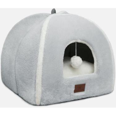 Imagem de Cama para Gatos WINDRACING Tienda Casa con Cojín Lavable Gris