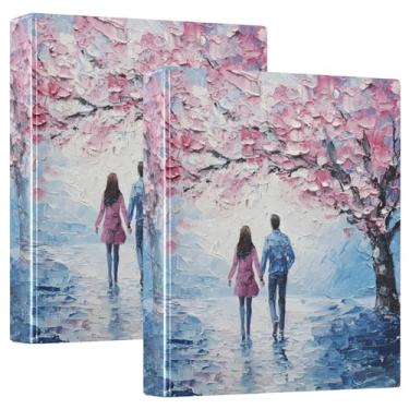 Imagem de 3 fichários rosa primavera Dia dos Namorados com fichário de armazenamento com prancheta, pacote com 2 materiais escolares universitários