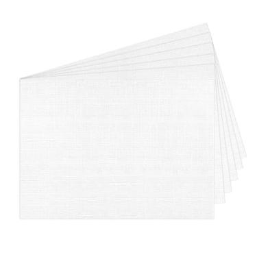 Imagem de Cartolina texturizada de linho 12 x 18 cm, branco, Goefun 45 kg, cartão resistente, pacote com 100 papéis de linho imprimíveis para impressora a jato de tinta, impressora a laser, convites, obras de