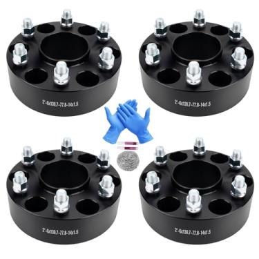 Imagem de Autodevil Espaçadores de roda 6 x 5,5 cm (6 x 139,7 mm) PCD 77,8 mm furo do cubo M14 x 1,5 pinos adaptadores de roda CNC de alumínio 4 peças acessórios de roda de carro peças adequadas para Ram 1500