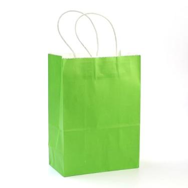 Imagem de 12 sacos de presente de papel, pequenos sacos kraft com alças, para lembrancinhas de festa, dia dos namorados, Natal, aniversários, casamentos, lembrancinhas de festa, verde gramado