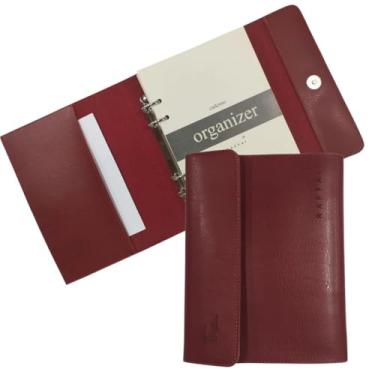 Imagem de Pasta Executiva Agenda Em Couro Fichário Com Refil Organizer A5 Raffai Personalizada (Vermelho)