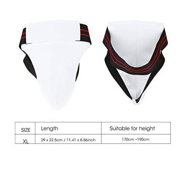 Imagem de Luqeeg Protetor de Virilha Masculino Taekwondo Com Absorção de Choque para Treinamento de Boxe Karatê Sanda (EVA + PU, Branco, M, L, XL) Recomendado para Taekwondo, Boxe (XL)