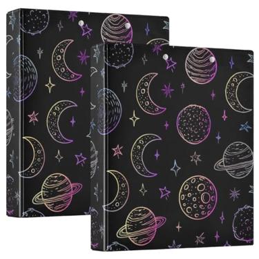 Imagem de Fichários Moons Black com 3 anéis de 3 polegadas para 200 folhas, portfólio portátil, fichário de escritório, 31,5 x 27 x 6 cm, pacote com 2