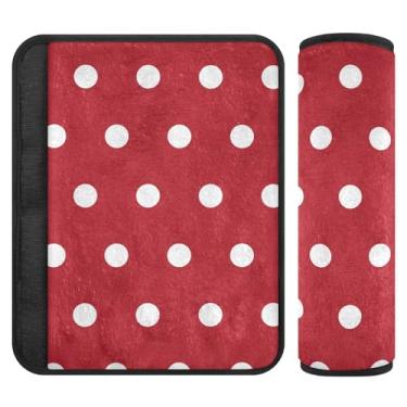 Imagem de Joitme Capa de cinto de segurança de bolinhas brancas vermelhas com dois pacotes, alça de ombro pequena, adequada para vários usos, capas de alça de carrinho de bebê