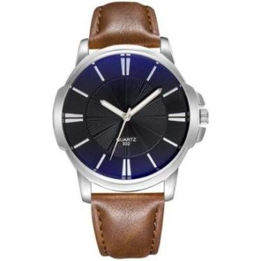 Imagem de Relogio Masculino Analógico Com Pulseira De Couro Resistente A Agua Quartz-Masculino
