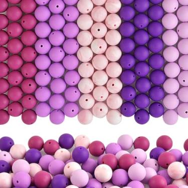 Imagem de ZIFTY 150 contas de silicone para kit de fabricação de chaveiros, contas focais de silicone redondas soltas de 15 mm para canetas, kit de fabricação de pulseira de colar, joias, arte, artesanato