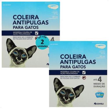 Imagem de Coleira antipulgas bullcat para gatos 40cm e 15g coveli kit com 2