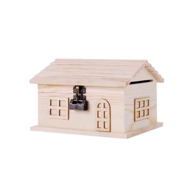 Imagem de Cofrinho de madeira cofrinho cofrinho cofrinho cofre moedas cofrinho seguro caixa de economia de dinheiro chaveiro para crianças adultos frascos de moedas meninos meninas crianças decoração de casa