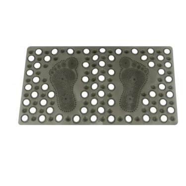 Imagem de Tapete Antiderrapante com Ventosas para Banheiro. Tapete Retangular Não Escorrega p/Box ou Banheira. PVC Durável (Preto/Fumê)