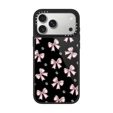 Imagem de CASETiFY Capa Glaze para iPhone 17 Pro Max [acabamento brilhante/compatível com Magsafe/1,5 m. 1X proteção contra quedas de grau militar] - fita rosa metálica - preta