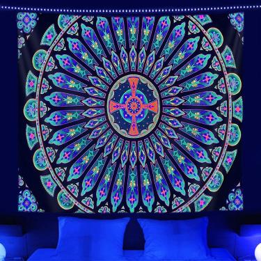 Imagem de Microtecido de parede de flores de tapeçaria Mandala 150x150cm