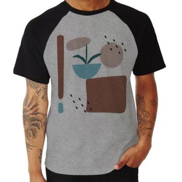 Imagem de Camiseta Raglan Vaso de Planta Minimalista Abstrato - Foca na Moda, Ci