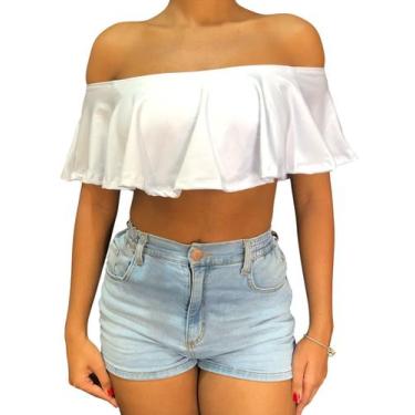 Imagem de Cropped Feminino Ciganinha Babado Ombro a Ombro - Use WM, Branco, PP