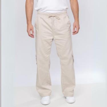 Imagem de Calça Cargo Streetwear Estilo Largo Balão Jeans Sarja Masculino - 4 Az