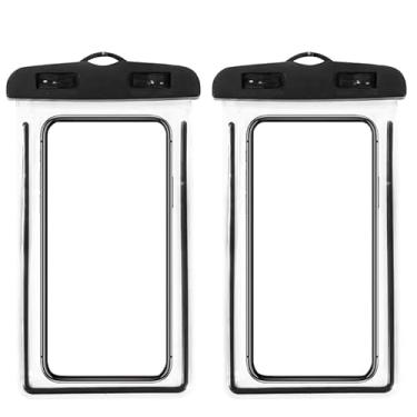 Imagem de Kimono Outlet Bolsa de telefone à prova d'água, pacote com 2, capa universal IPX8, bolsa seca para celular, protetor de maiô flutuante para praia, itens essenciais de viagem, preto + preto