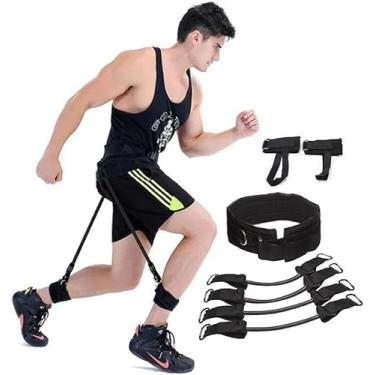 Imagem de Kit Elástico para Treino Funcional e Salto Vertical – Cinto com Tornozeleiras, 4 Tubos de Resistência – Para Corrida, Futebol, Vôlei, Basquete e Treino de Agilidade