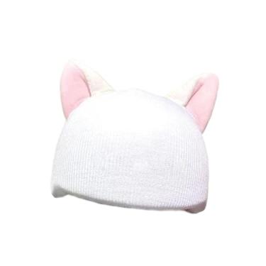 Imagem de Dynwave Capa para capacete de esqui na neve, gorro de malha elástico, decoração fofa e divertida com desenho animado para capacete, ideal para skate, Branco
