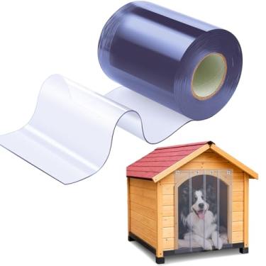 Imagem de Moukeren Cortina de porta de plástico para o inverno, 7,8 m x 20,3 cm, isolamento térmico, cortina de tira de PVC transparente à prova d'água para armazém, congelador, garagem, 0,2 cm de espessura