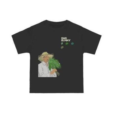 Imagem de Camiseta Unissex Oversized Com Estampa De Cantor De Hip-hop, Gola Redo