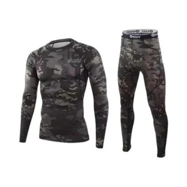 Imagem de Conjunto De Roupa Térmica Masculina De Compressão Em Fleece De Secagem