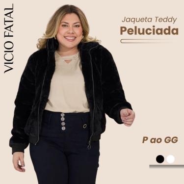 Imagem de Jaqueta Teddy Punho Canelado Peluciada Forrada Pelinho Feminina-Feminino