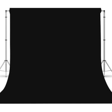 Imagem de GURETER Pano de fundo preto para fotografia de 1,8 x 2,7 m, pano de fundo de foto de fibra de poliéster de alta densidade é dobrável e lavável na máquina, adequado para estúdios de fotografia de vídeo