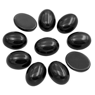 Imagem de Casaper Cabochão oval de obsidiana preta natural, contas de táxi de pedra para fabricação de joias, 25 x 18 mm, 10 peças