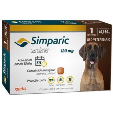 Imagem de Simparic 120mg Antipulgas para Cães 40,1Kg a 60Kg 1 Comprimido - Zoeti